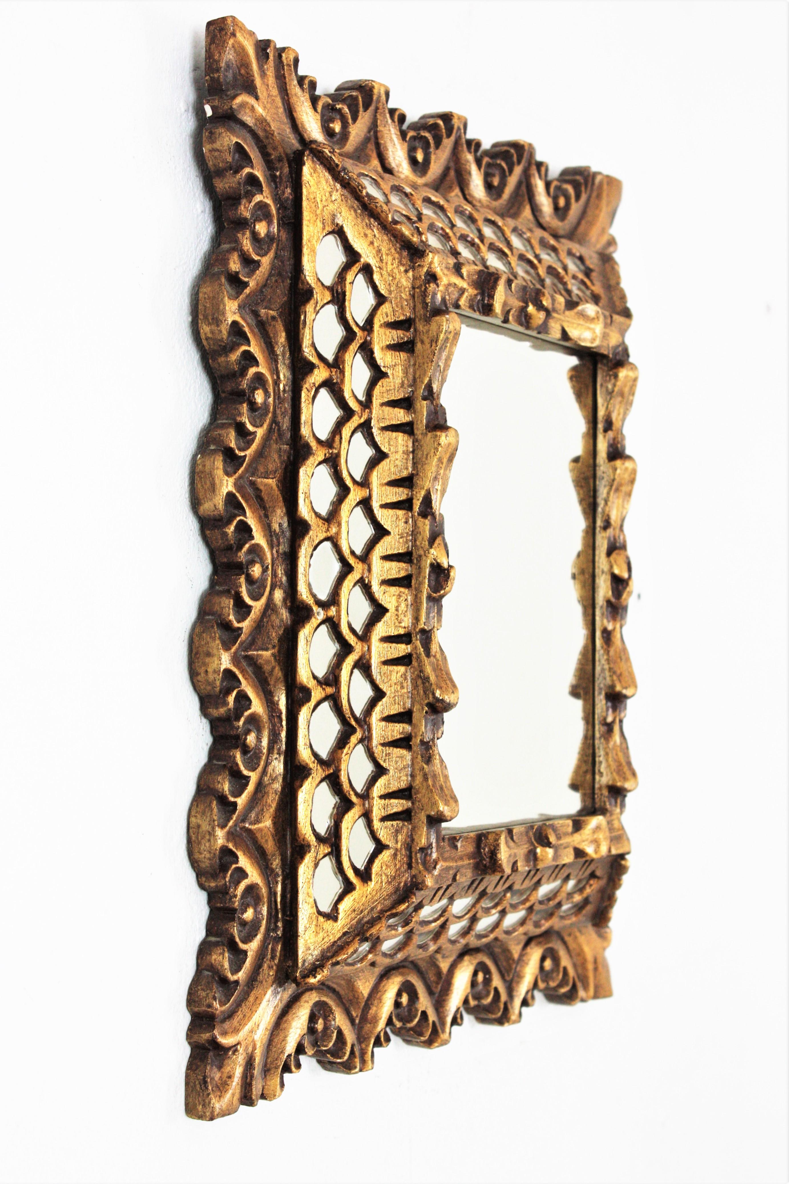 20th Century Spanish Colonial Giltwood Rectangular Mirror