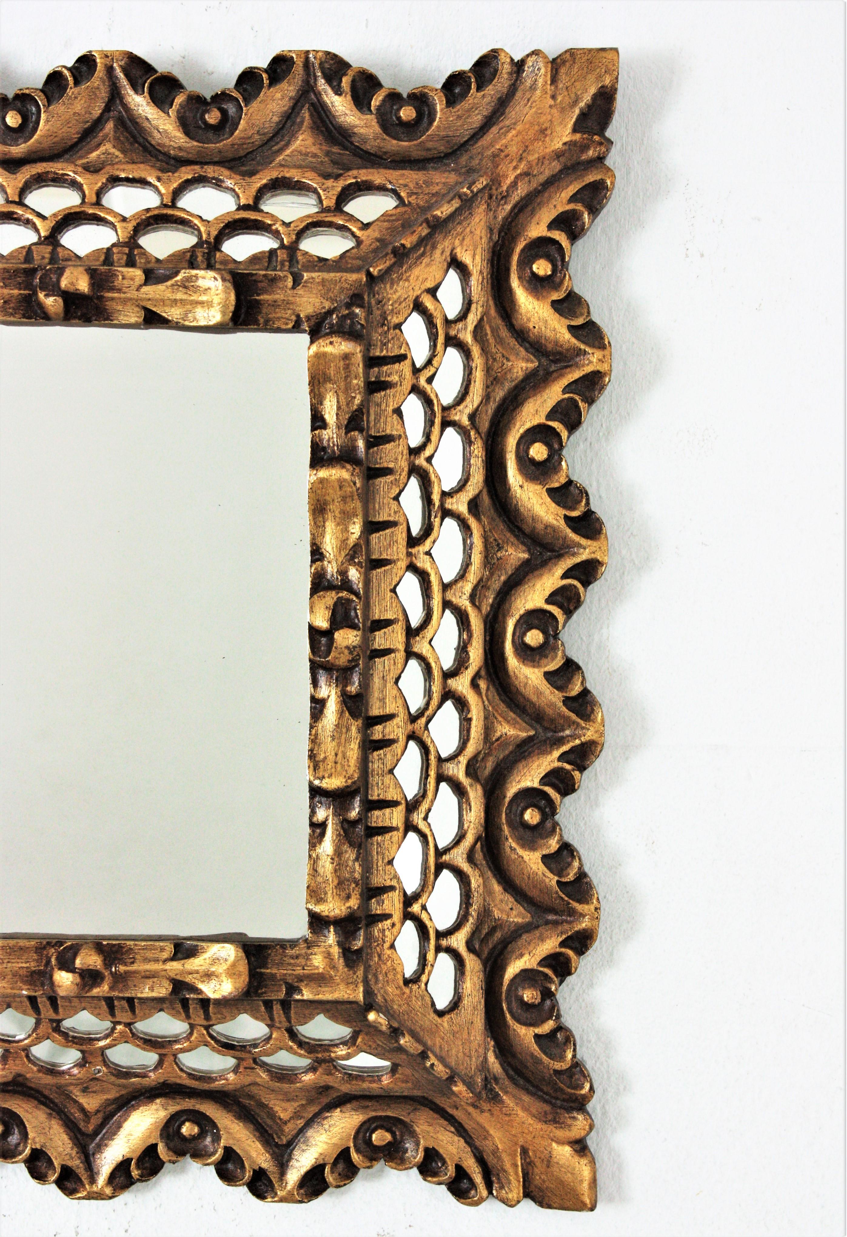 Spanish Colonial Giltwood Rectangular Mirror 2