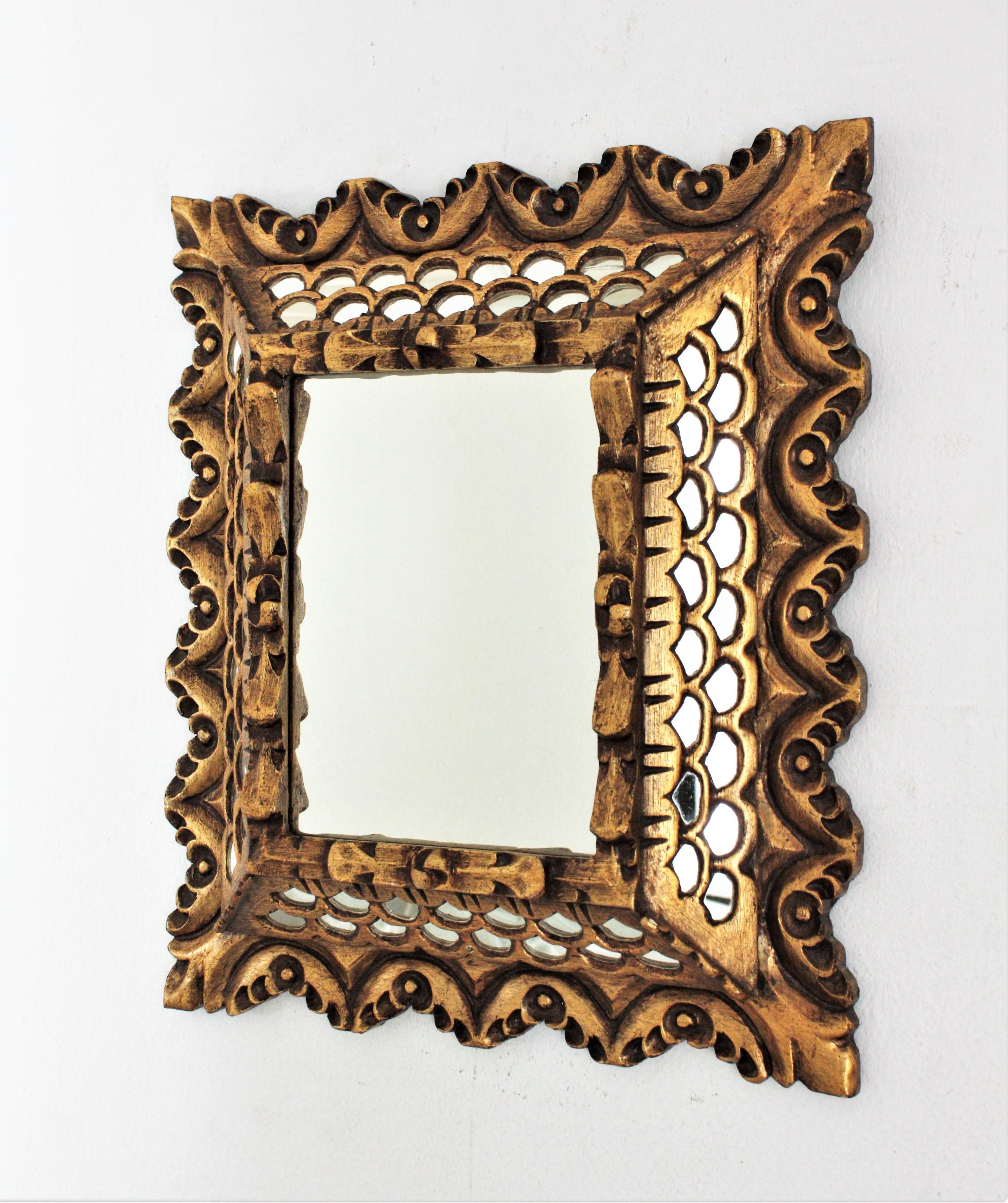 Spanish Colonial Giltwood Rectangular Mirror 3