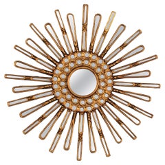 Spanish Colonial Giltwood Sunburst Mirror