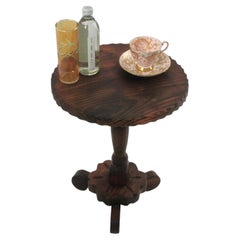 Spanish Colonial Gueridon End or Side Table in Carved Wood, 1940s