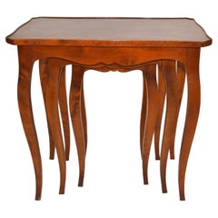 Spanish Colonial Hand carved Olive Wood Nesting Tables / Stacking Tables, Set 3