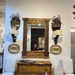 Spanish Colonial Hand-Carved Wood Mirror with Gold Gilded Accents, Large Decor