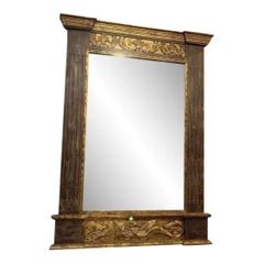 Spanish Colonial Hand-Carved Wood Mirror with Gold Gilded Accents, Large Decor