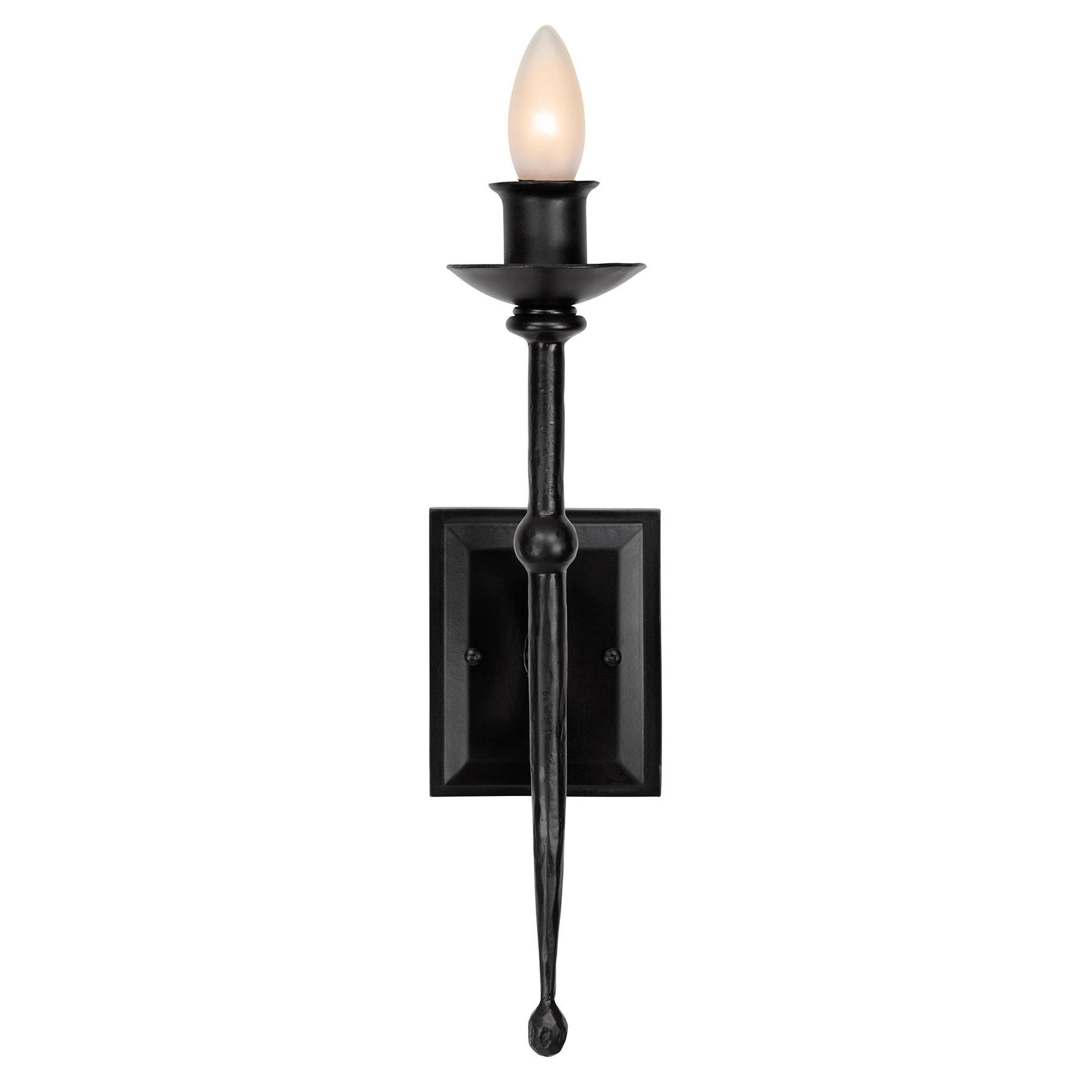 American Spanish Colonial Hand-Forged Wall Sconce with Curved Details For Sale