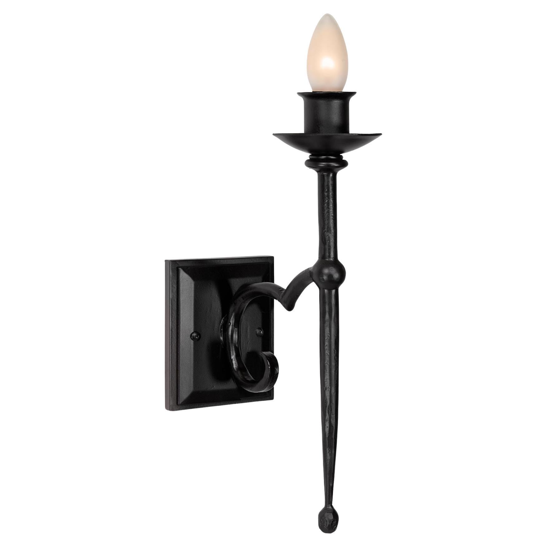 Spanish Colonial Hand-Forged Wall Sconce with Curved Details
