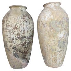 Spanish Colonial Hand-Painted Terracotta Urns, Mid-20th Century