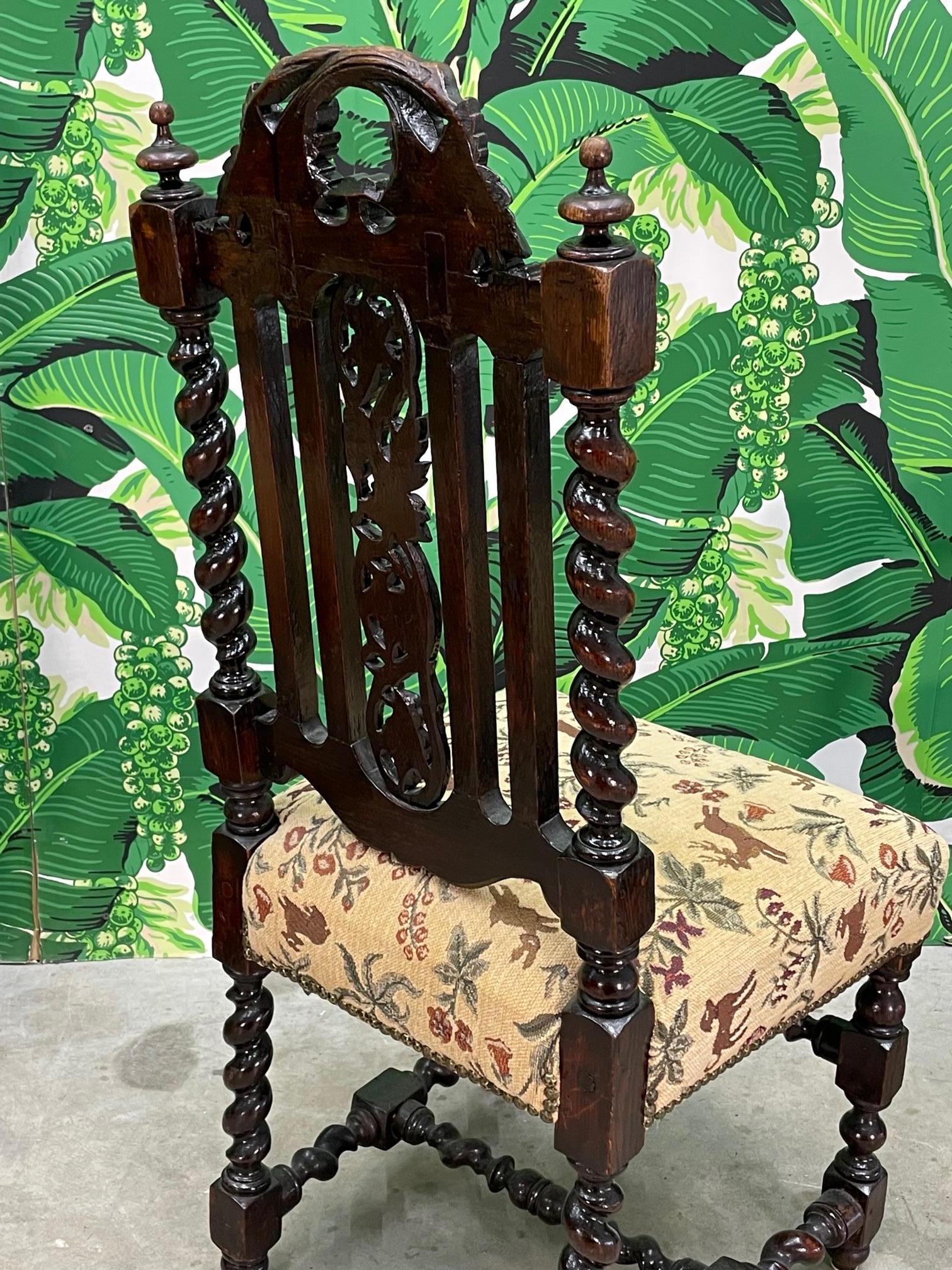 Spanish Colonial Heavy Carved Wood Dining Chairs For Sale 1