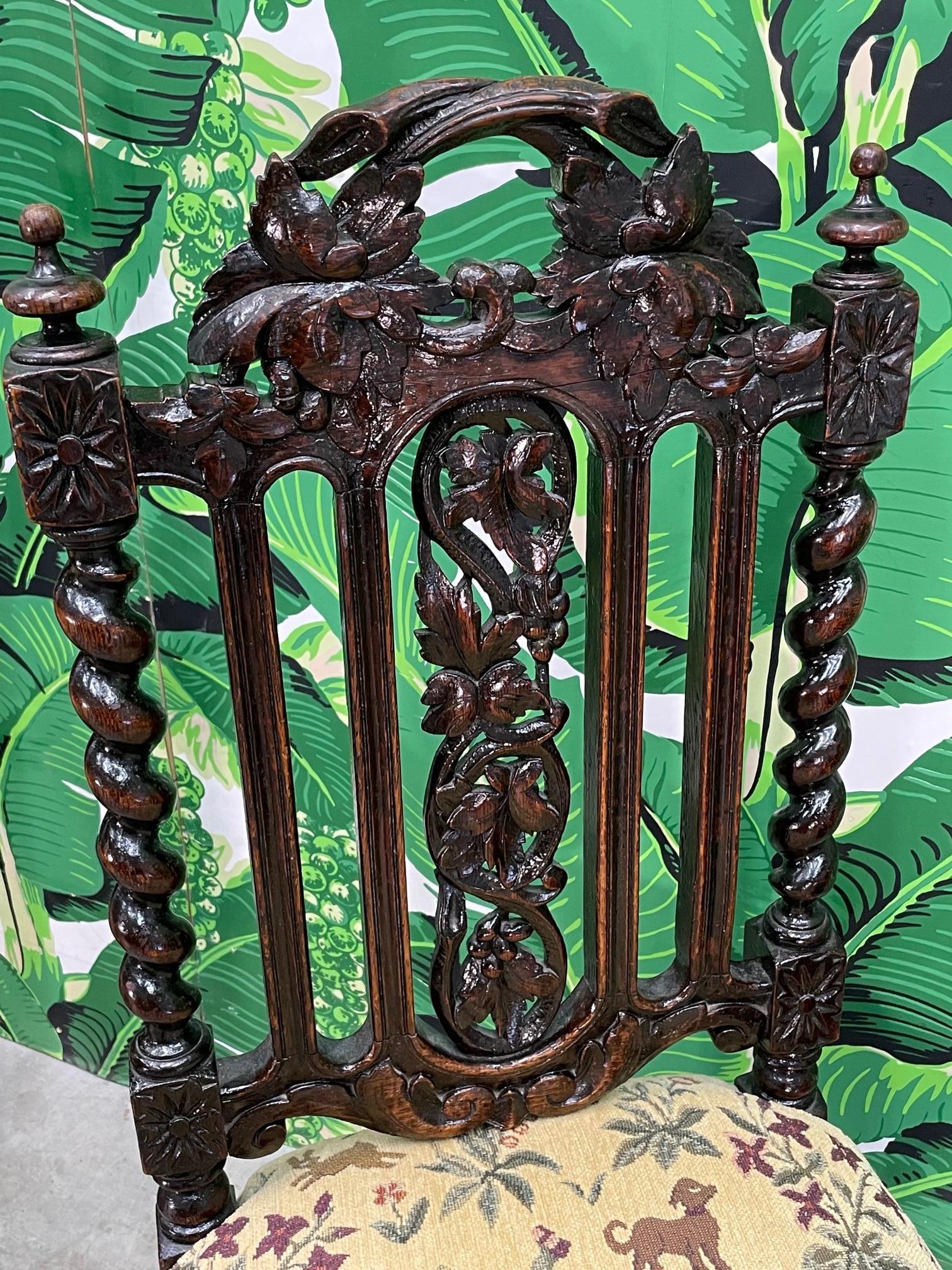 Spanish Colonial Heavy Carved Wood Dining Chairs For Sale 2