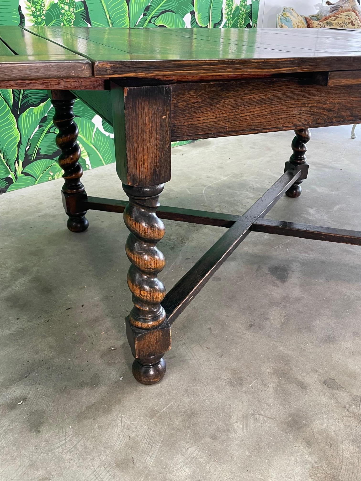 20th Century Spanish Colonial Heavy Carved Wood Dining Table For Sale