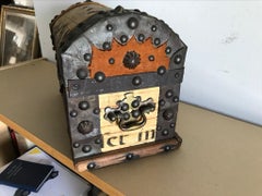 Spanish Colonial Iron Bound Vellum Covered Box