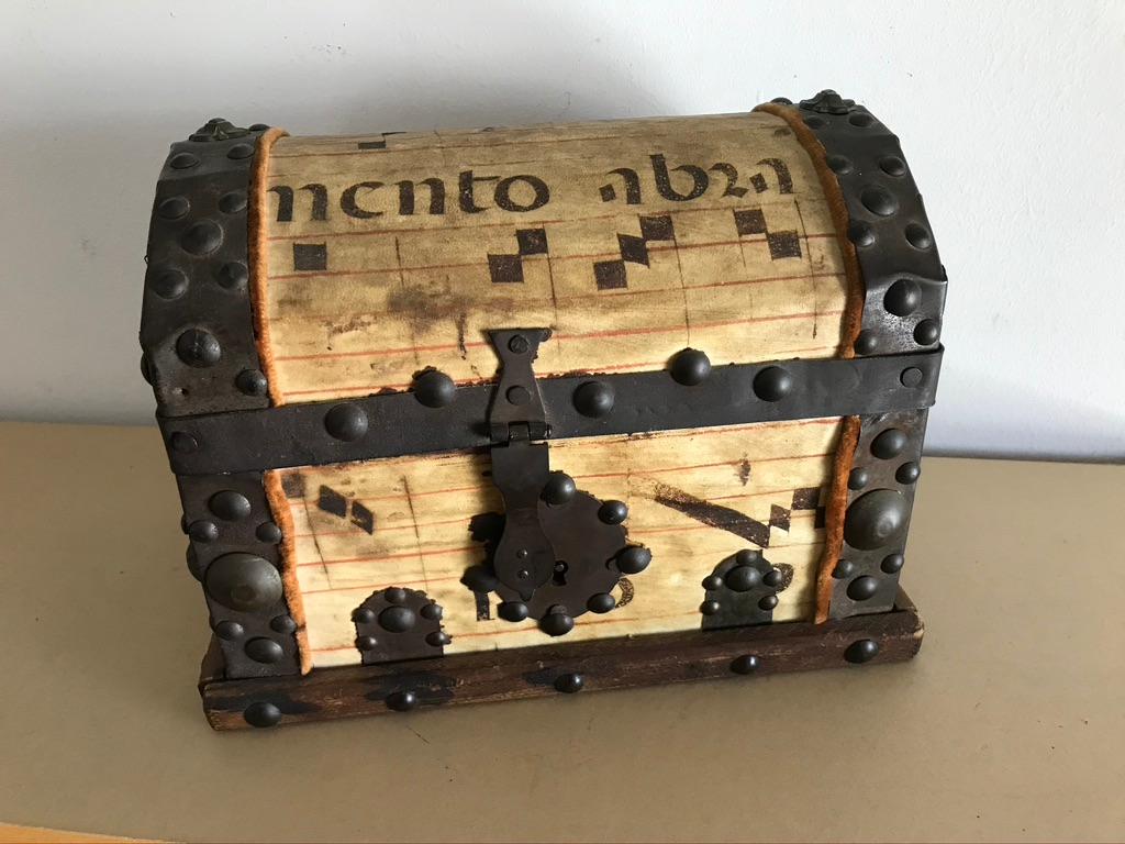 Mexican Spanish Colonial Iron Bound Vellum Covered Box