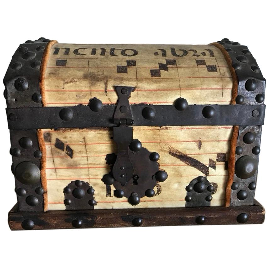 Spanish Colonial Iron Bound Vellum Covered Box