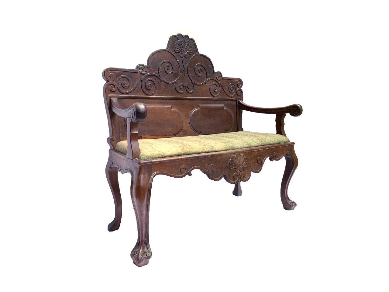 Spanish Colonial Late 18th Century Baroque Settee Bench In Good Condition For Sale In Rio De Janeiro, BR