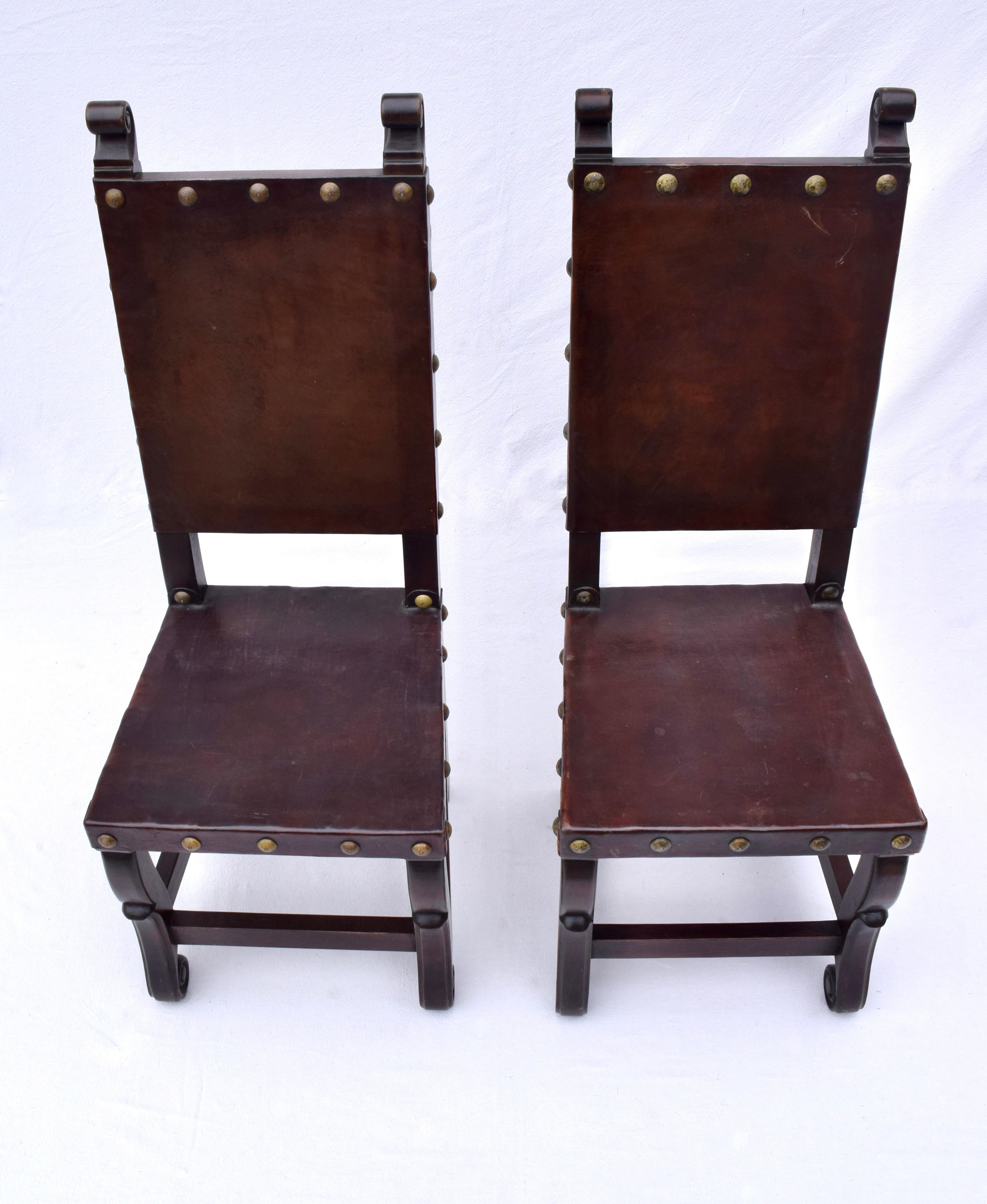 Mexican Spanish Colonial Leather Dining Chairs
