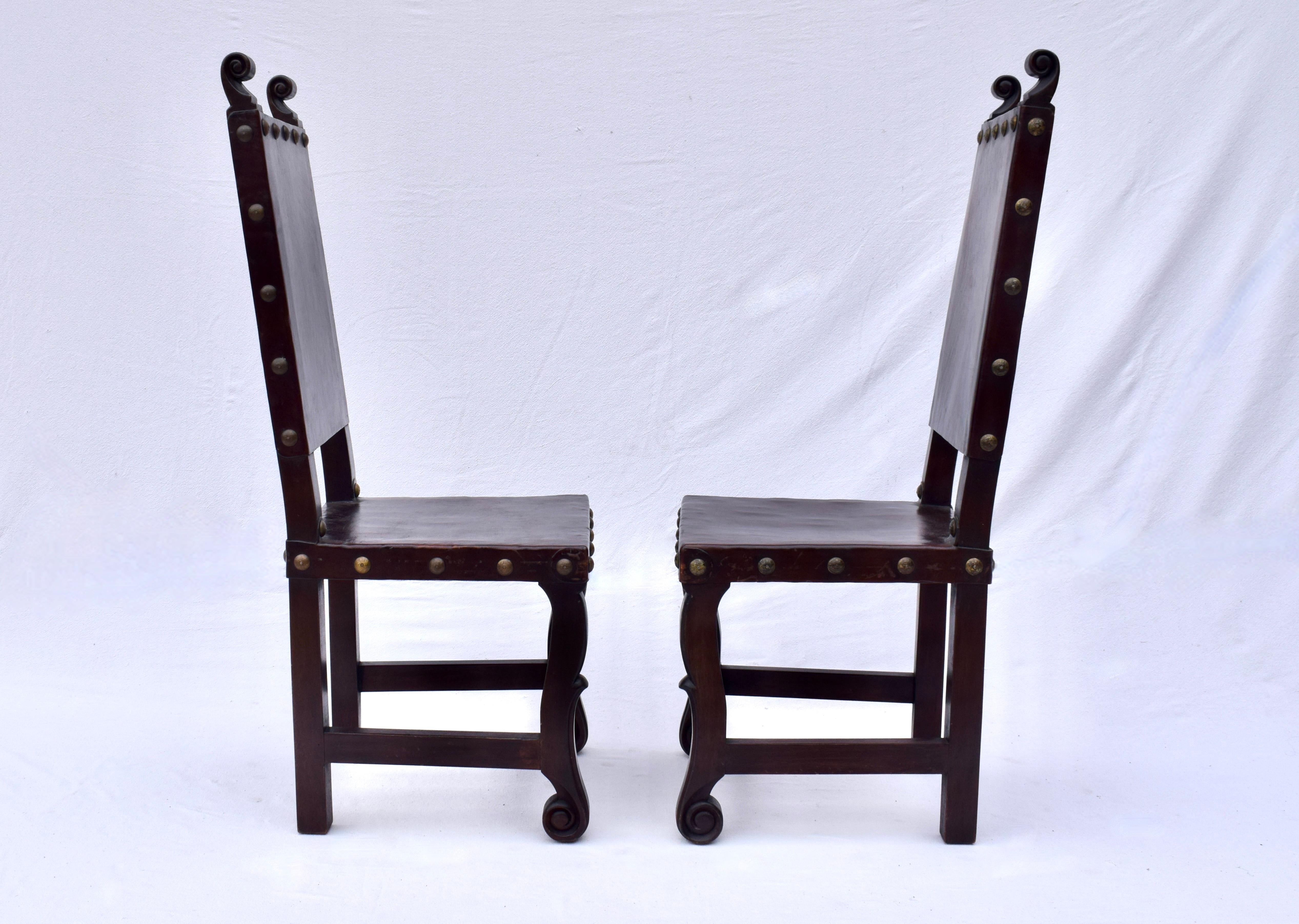 Spanish Colonial Leather Dining Chairs 1