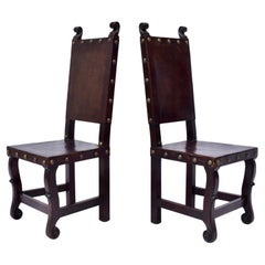 Spanish Colonial Leather Dining Chairs