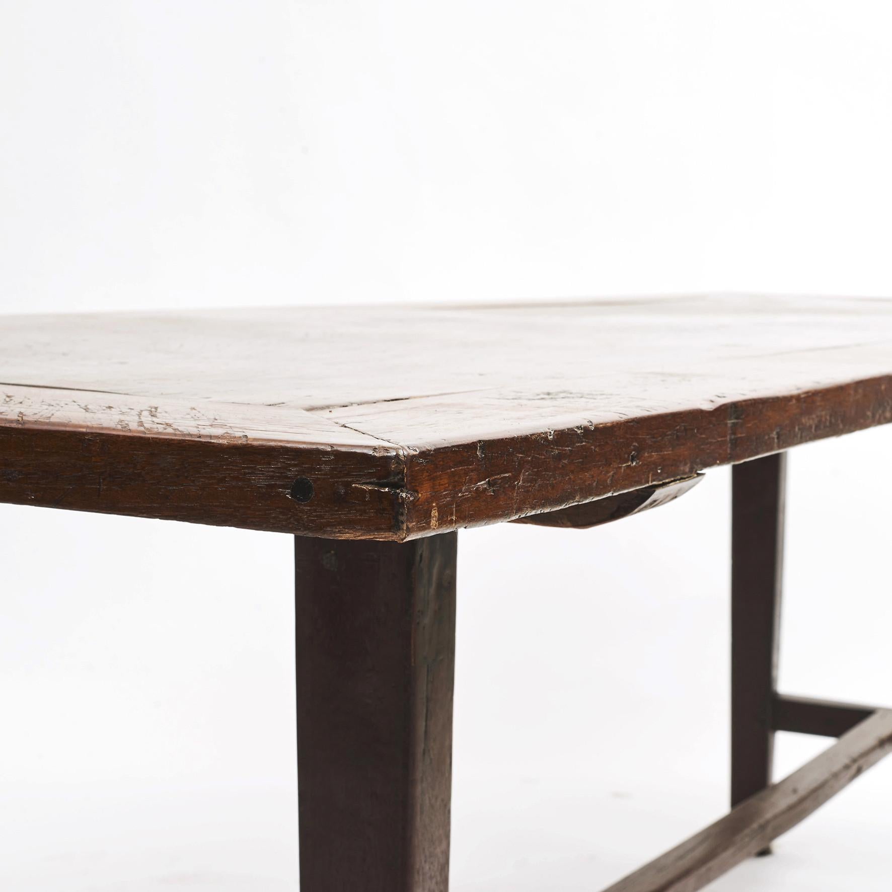 Spanish Colonial Long Table with H-Form Stretcher In Good Condition In Kastrup, DK