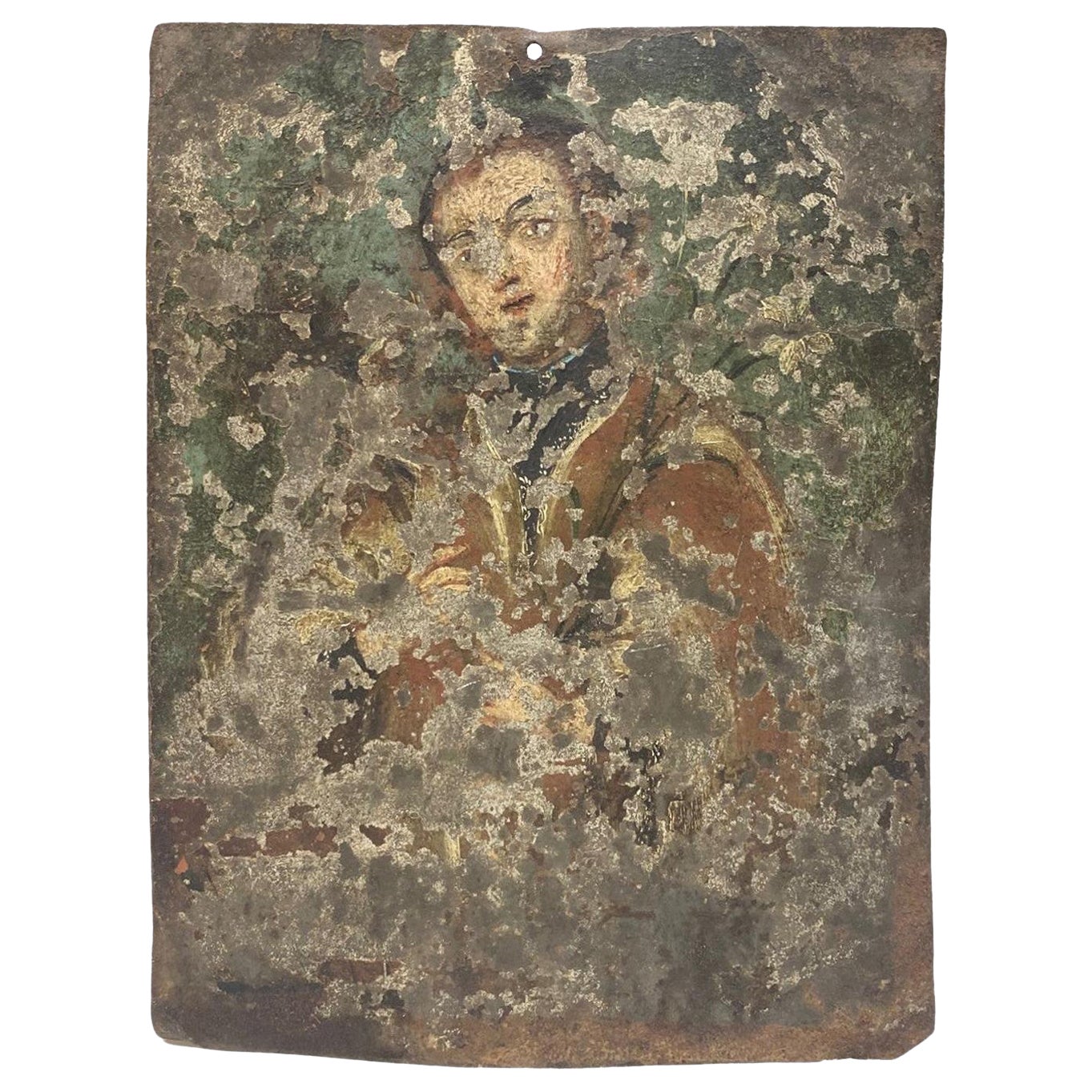 Spanish Colonial Mexican Folk Art Ex-Voto Retablo Painting Catholic Saint 1800s
