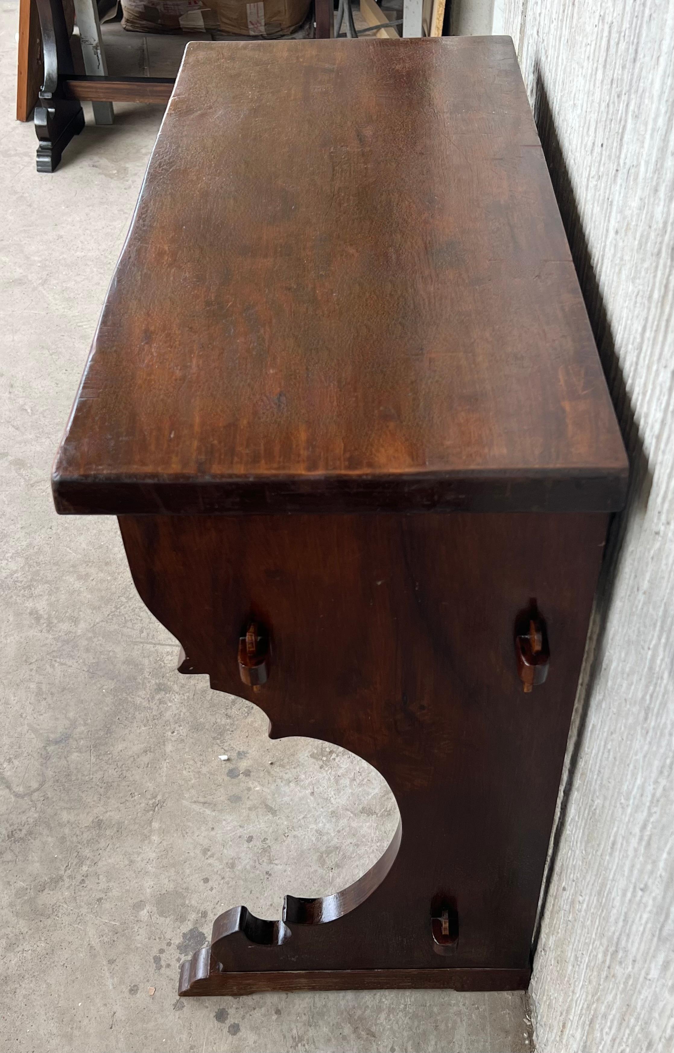 Spanish Colonial Narrow Console Table with Two Drawers with Iron Hardware For Sale 2
