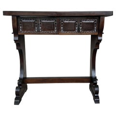 Spanish Colonial Narrow Console Table with Two Drawers with Iron Hardware