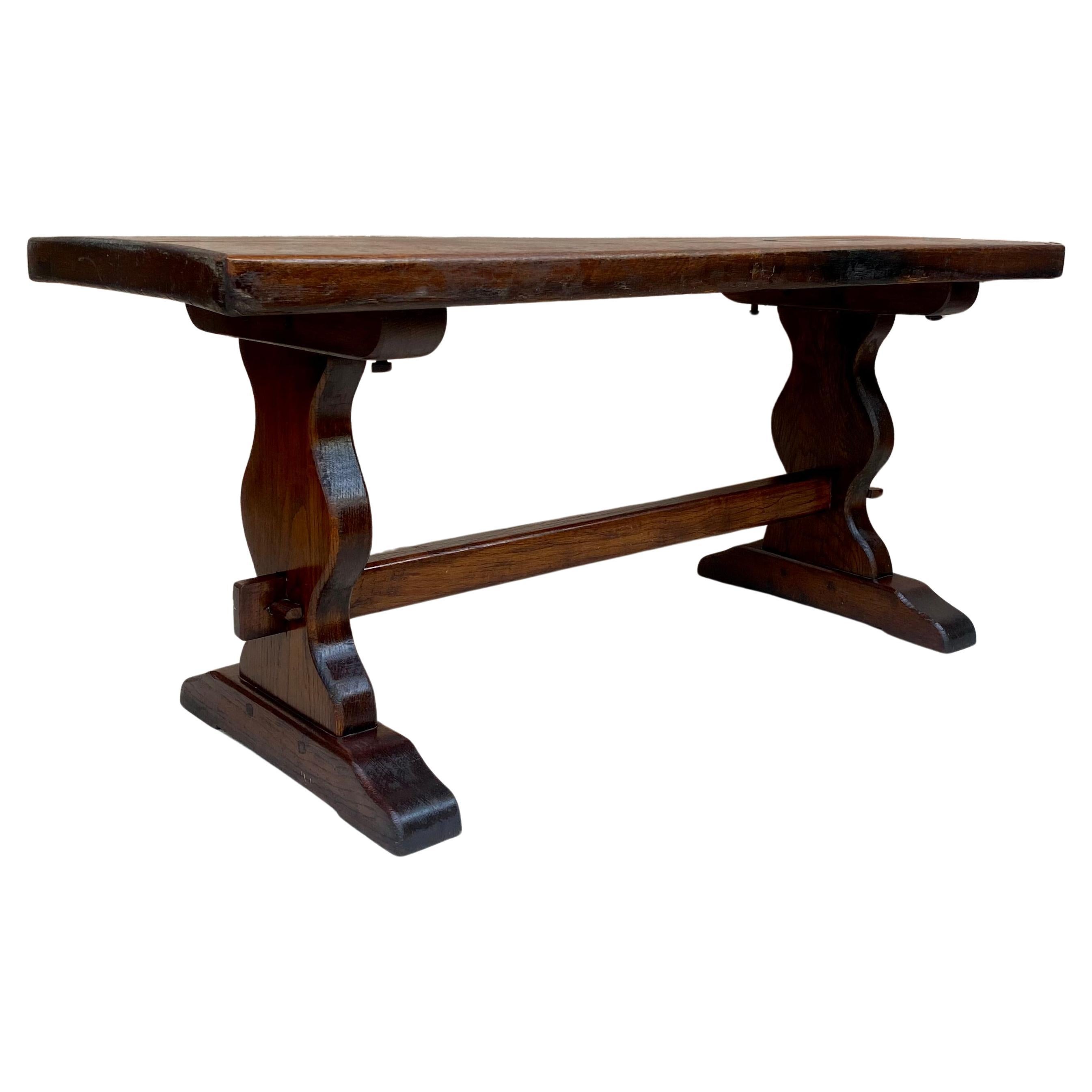 Spanish Colonial Narrow Walnut Console Table, 1920s For Sale