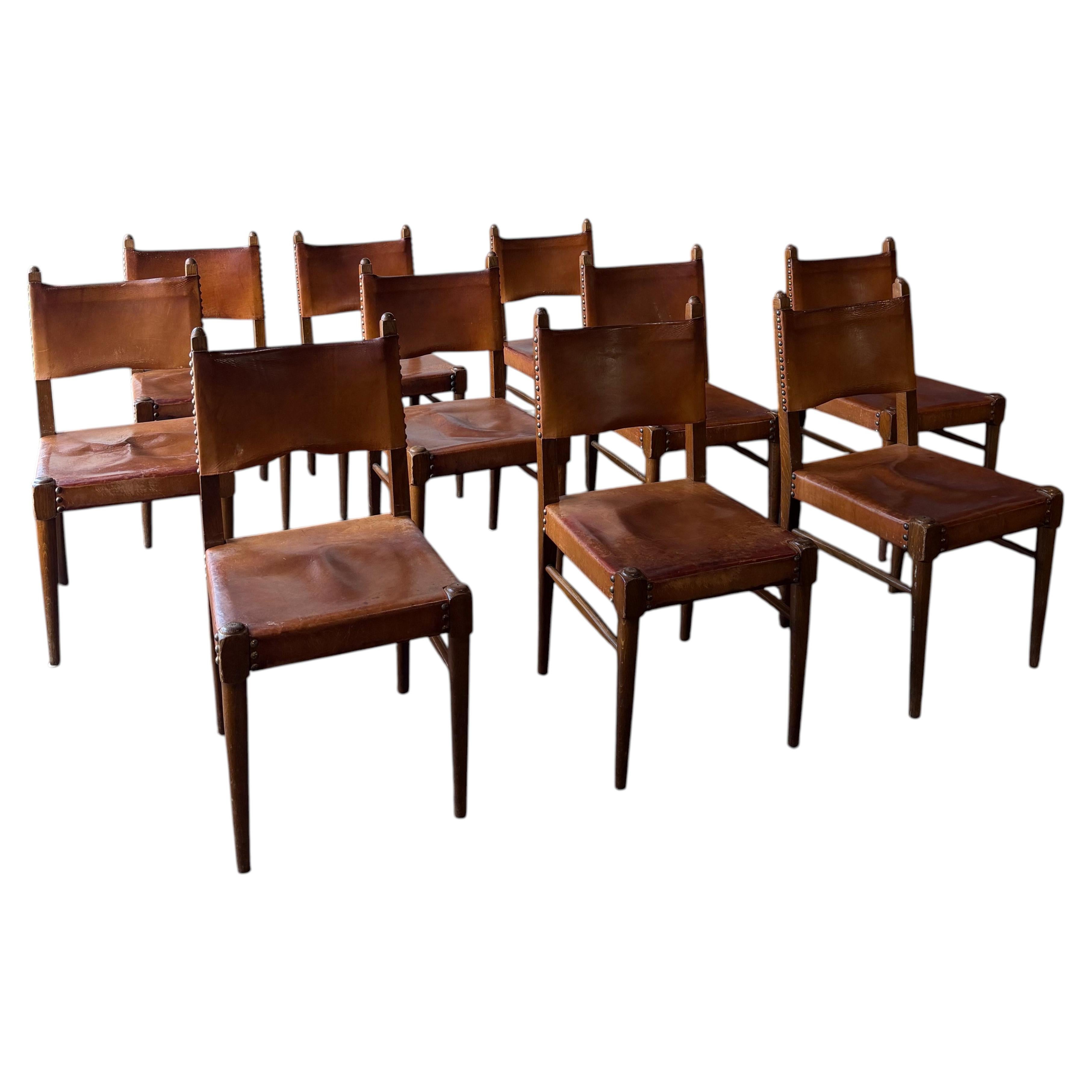 Spanish Colonial Oak & Leather Chairs