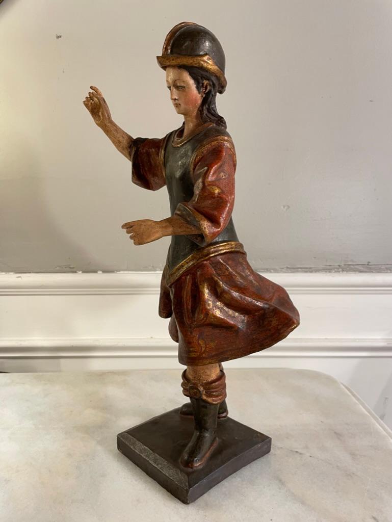 Spanish Colonial Painted and Gilt Santos of Saint Michael the Archangel For Sale 3