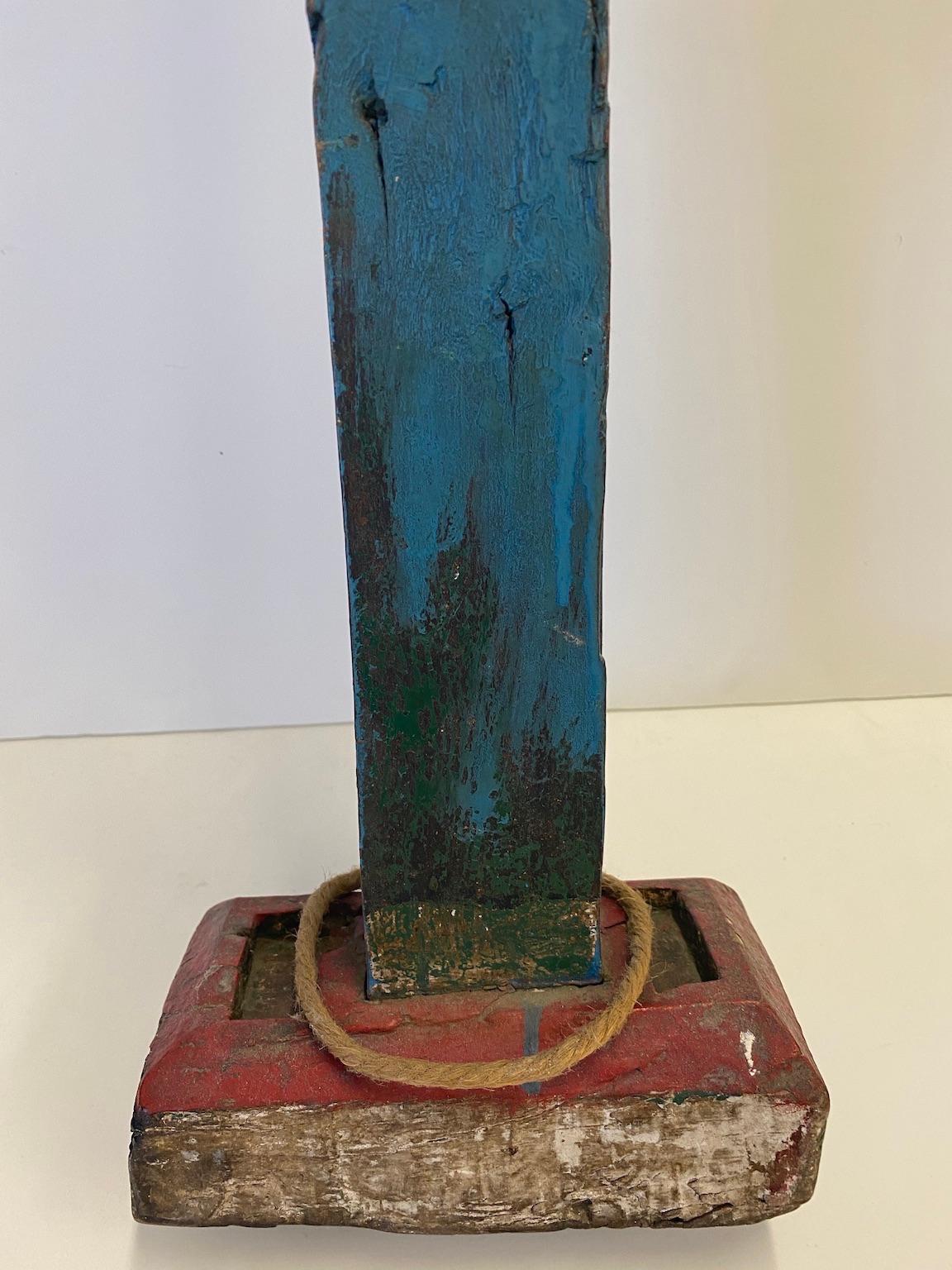 Spanish Colonial, Painted Wooden Crucifix of Christ on a Stylized Tree For Sale 4