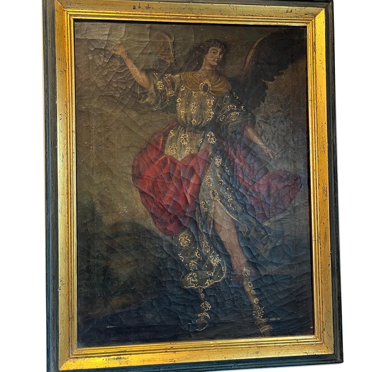 Oiled Spanish Colonial Painting For Sale