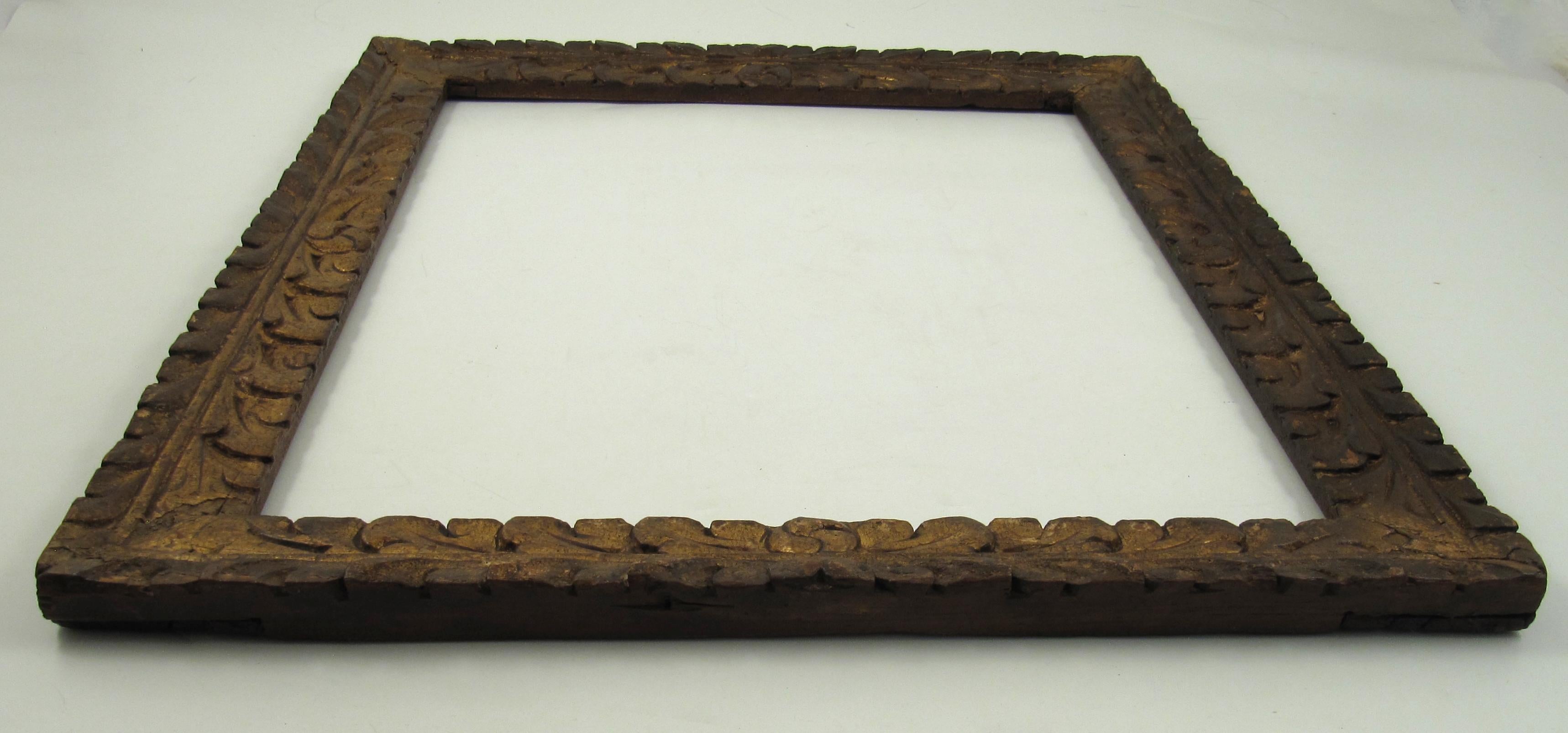 17thC Spanish Colonial School Frame with orig. Painting St. Joseph Jesus Child For Sale 5