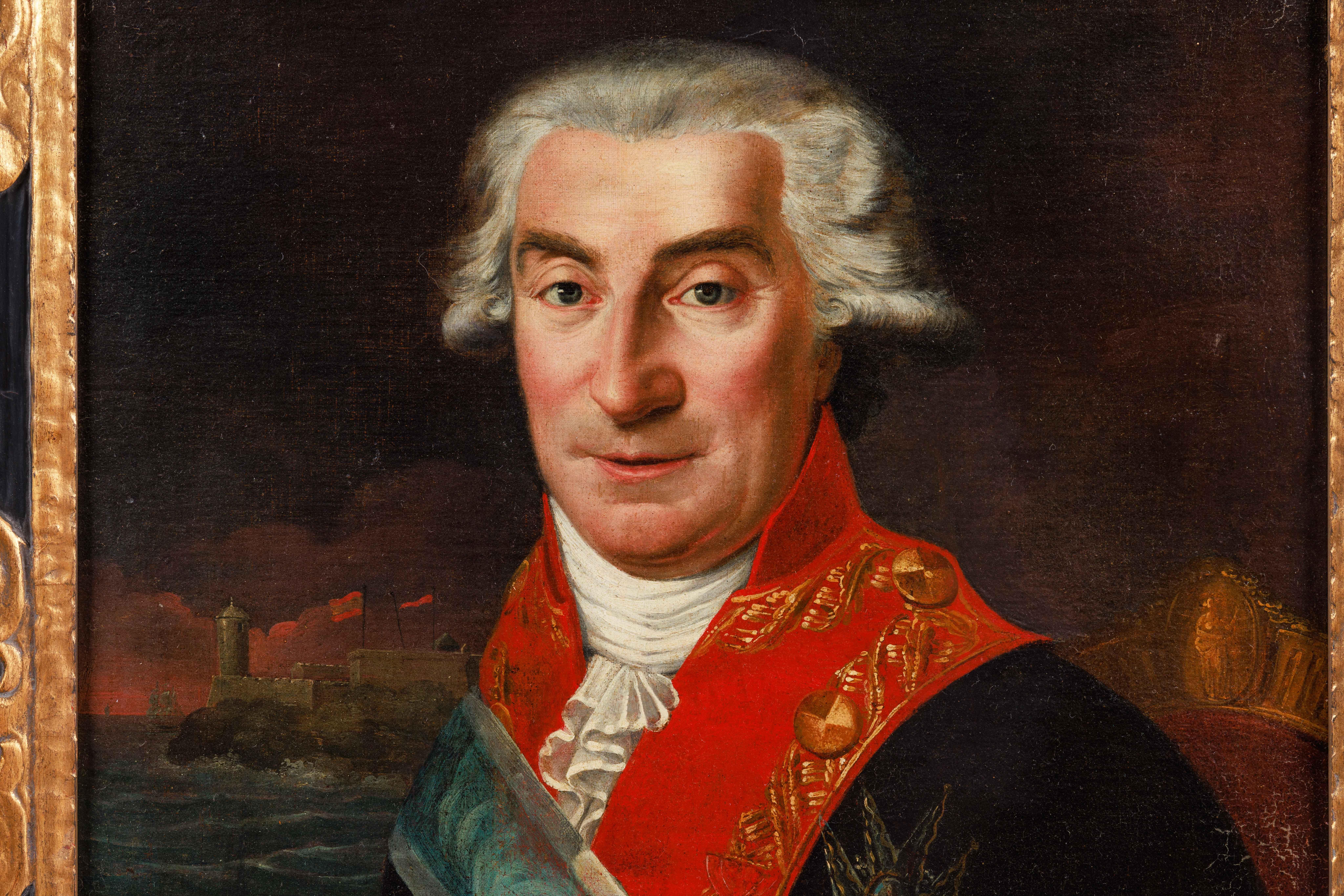 École espagnole (18e siècle), un portrait rare de Juan Procopio de Bassecourt - Painting de Spanish Colonial (Peruvian)