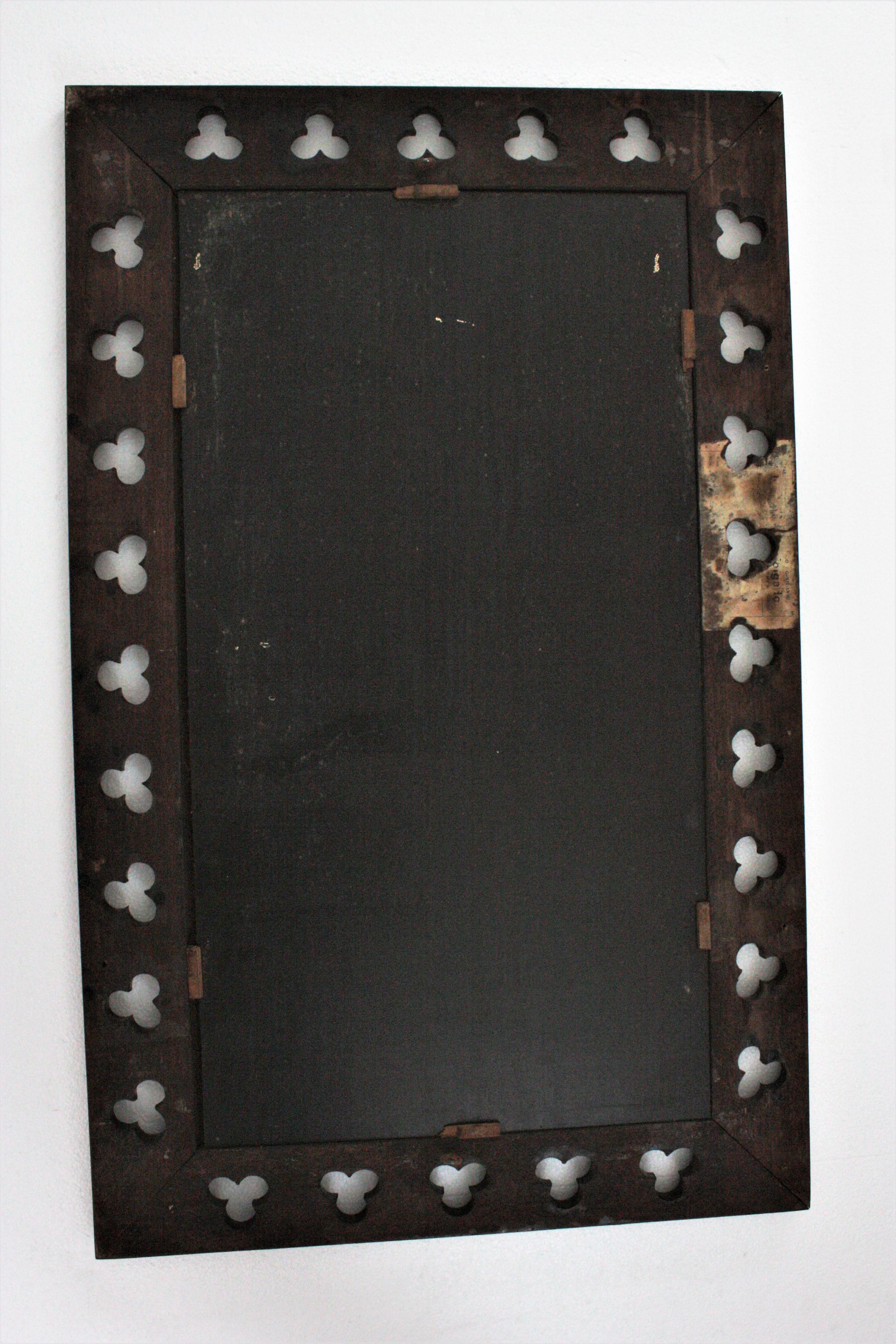Spanish Colonial Rectangular Wall Mirror in Carved Wood 4