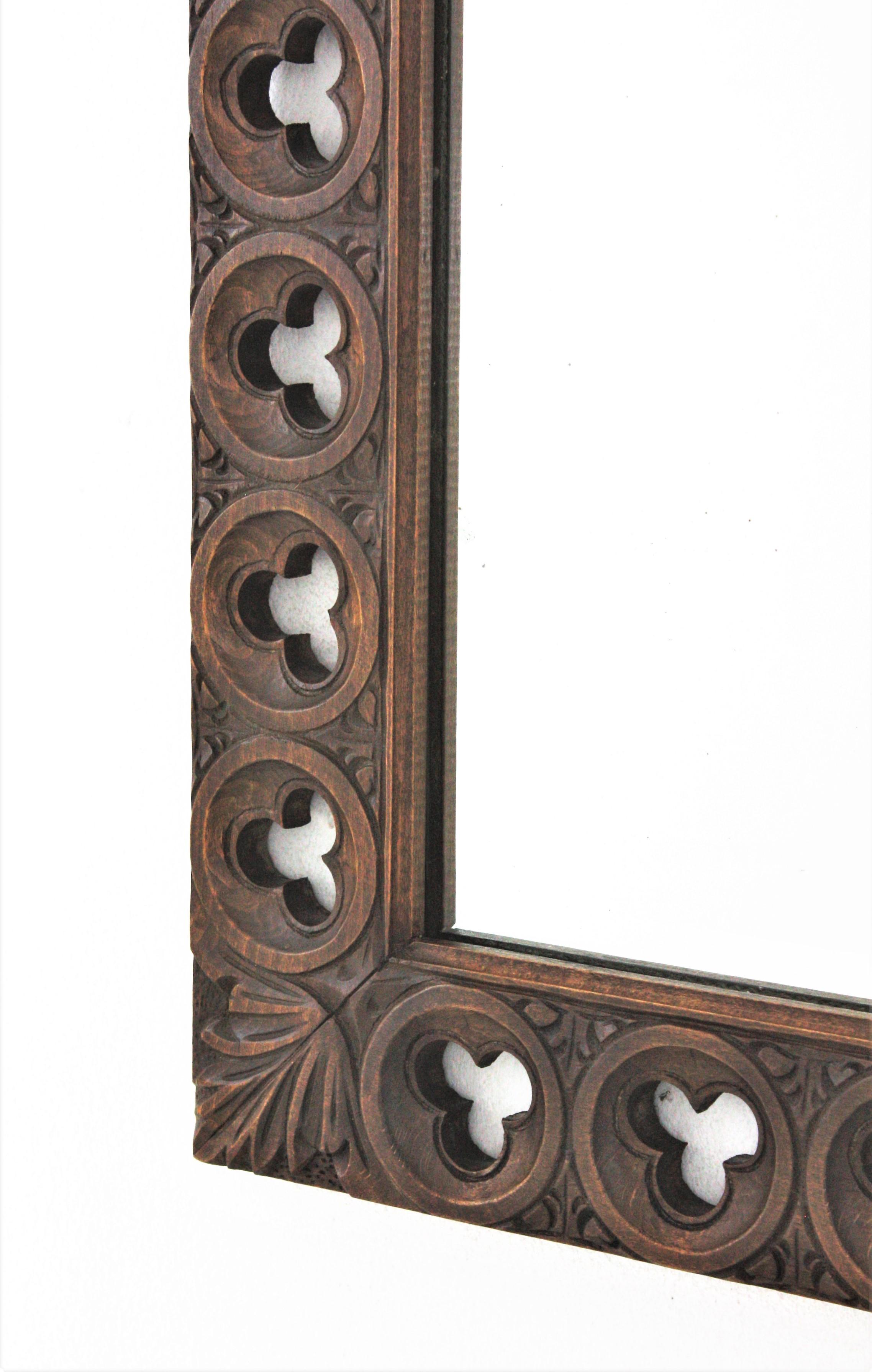 Spanish Colonial Rectangular Wall Mirror in Carved Wood 2