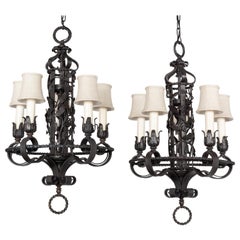 Vintage Spanish Colonial Revival Chandelier, Pair