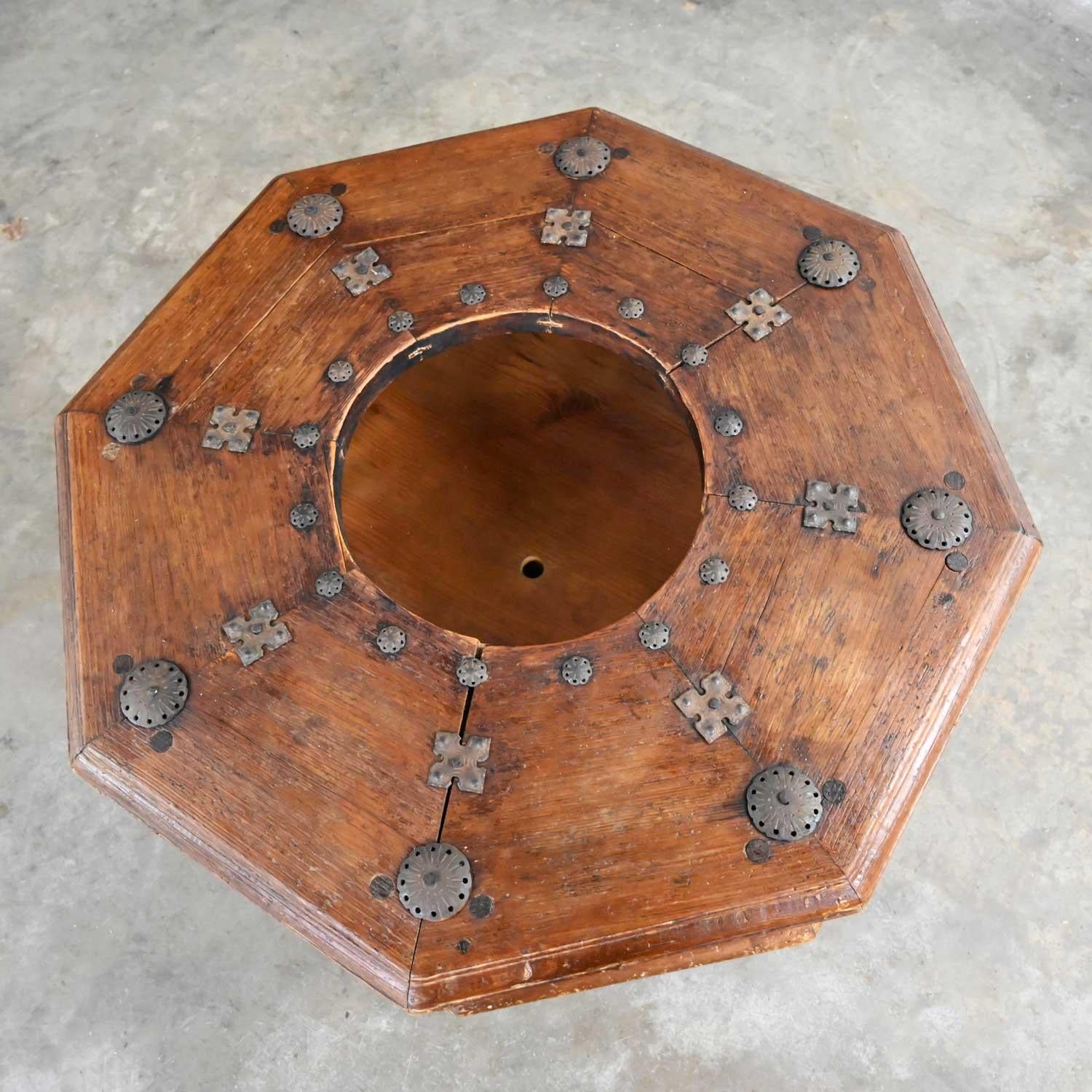 Steel Spanish Colonial Revival Rustic Octagon Brazier Coffee Table Style Artes De Mexi