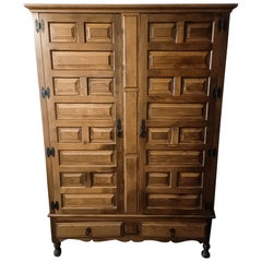 Spanish Colonial Revival Wardrobe I 20th Century  Carved pine  Iron Hard