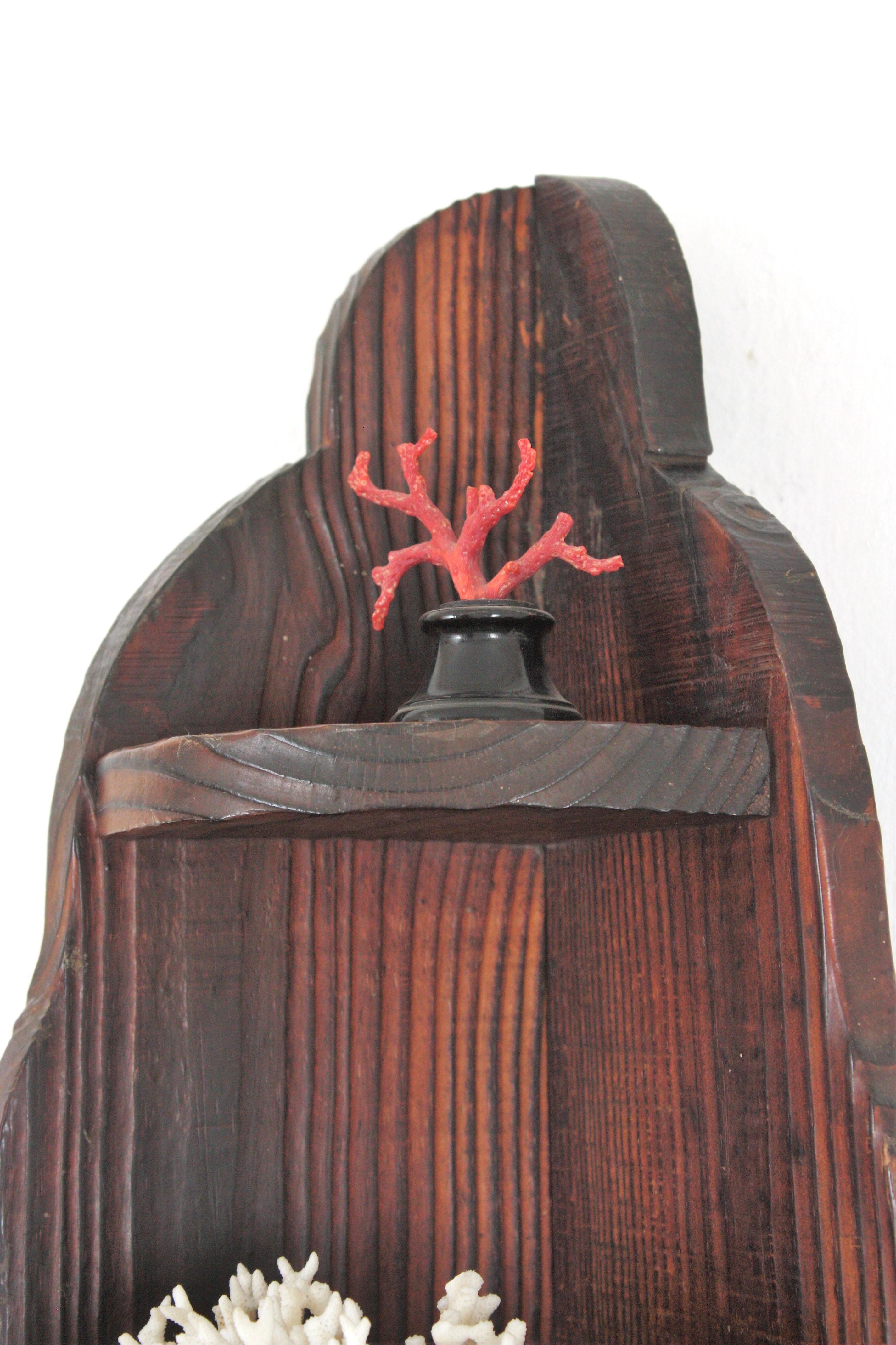 Estantería Rústica Colonial Española de Esquina en Madera Tallada Tallado en venta