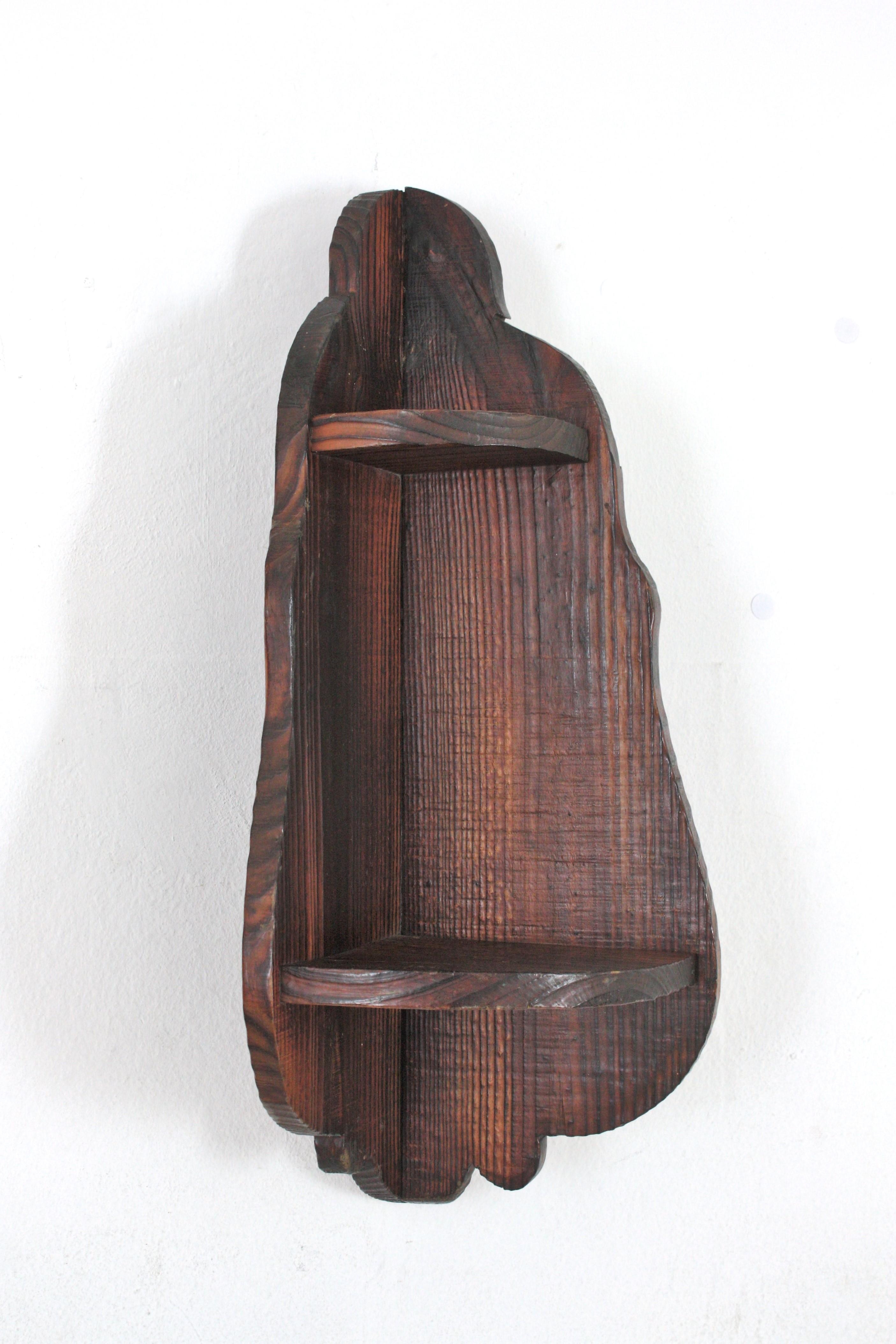 Estantería Rústica Colonial Española de Esquina en Madera Tallada en venta 1