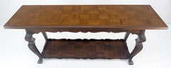 Spanish Colonial Solid Oak Parquetry Top Two Tier Console Library Table MINT