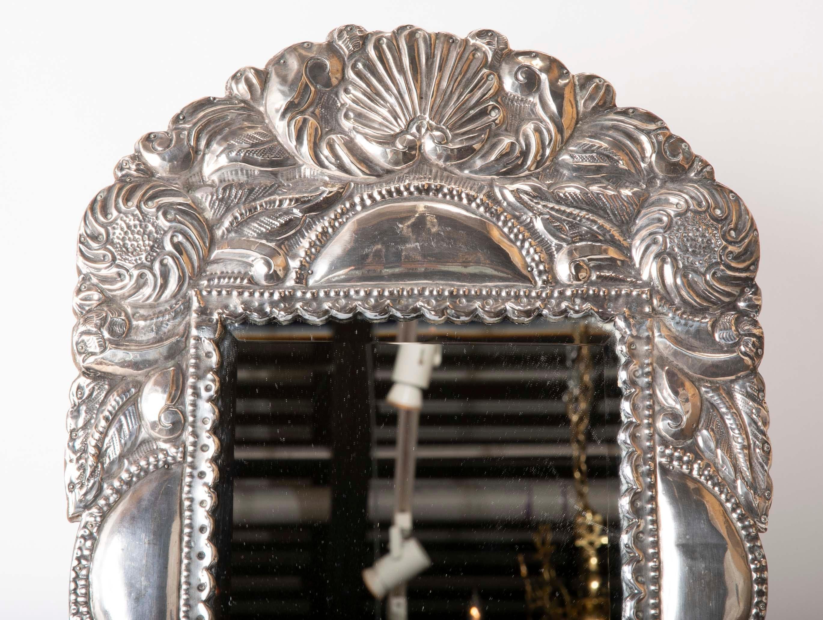 Peruvian Spanish Colonial Sterling Silver Mirror Frame