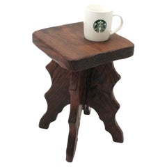 Spanish Colonial Stool / Side Table in Carved Wood, 1940s