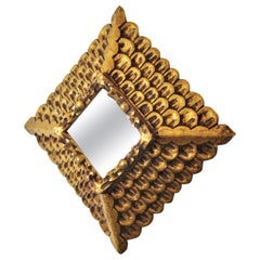 Spanish Colonial Style Carved Giltwood Sunburst Mirror