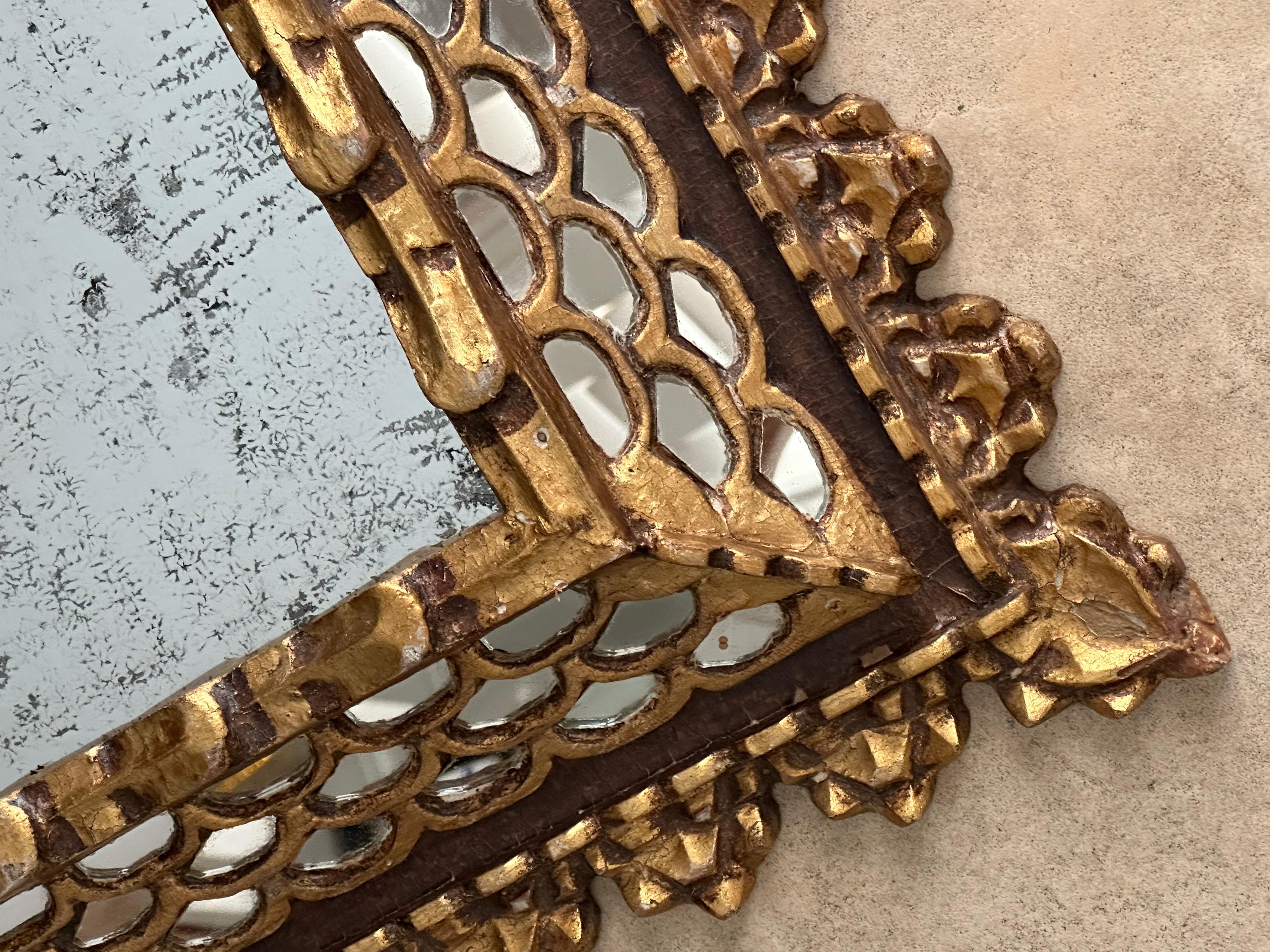 Spanish Colonial Style Gilt Wood Wall Mirror For Sale 5