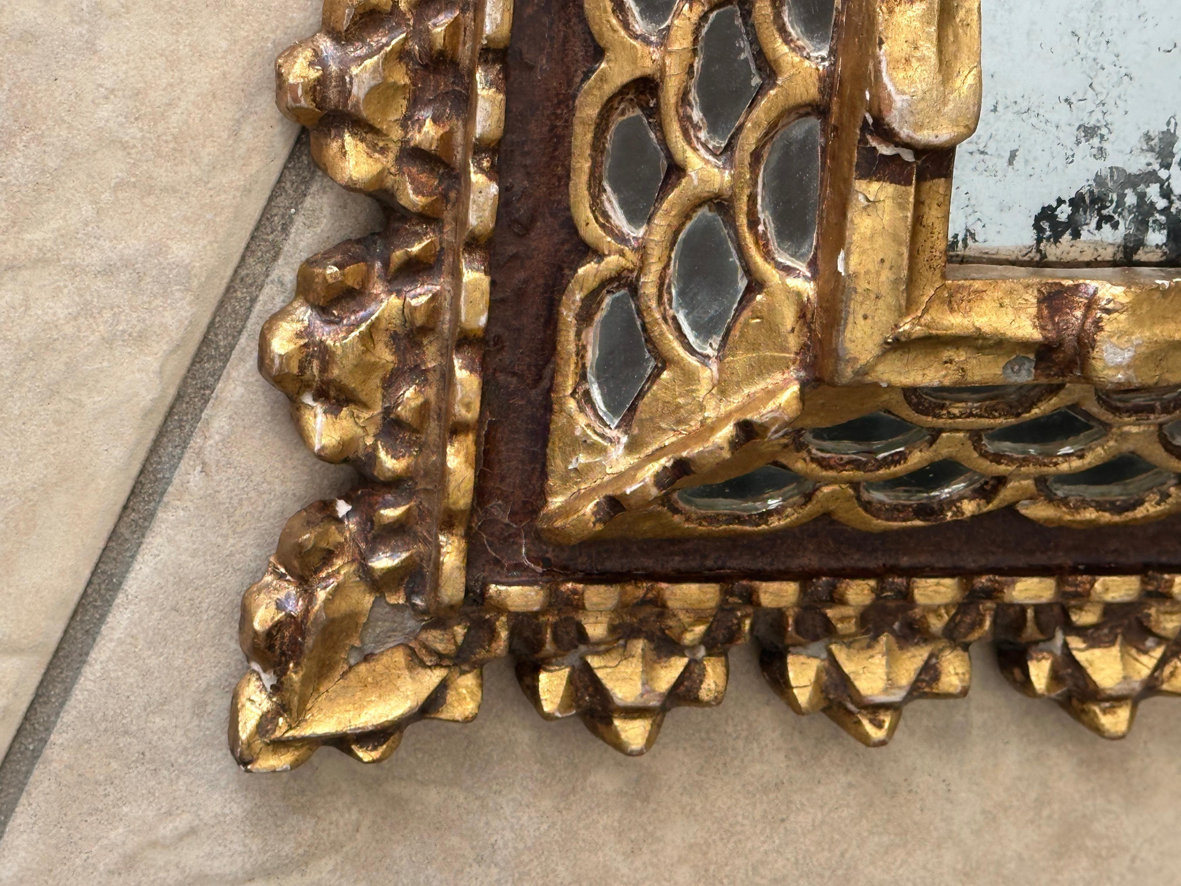 Spanish Colonial Style Gilt Wood Wall Mirror For Sale 8