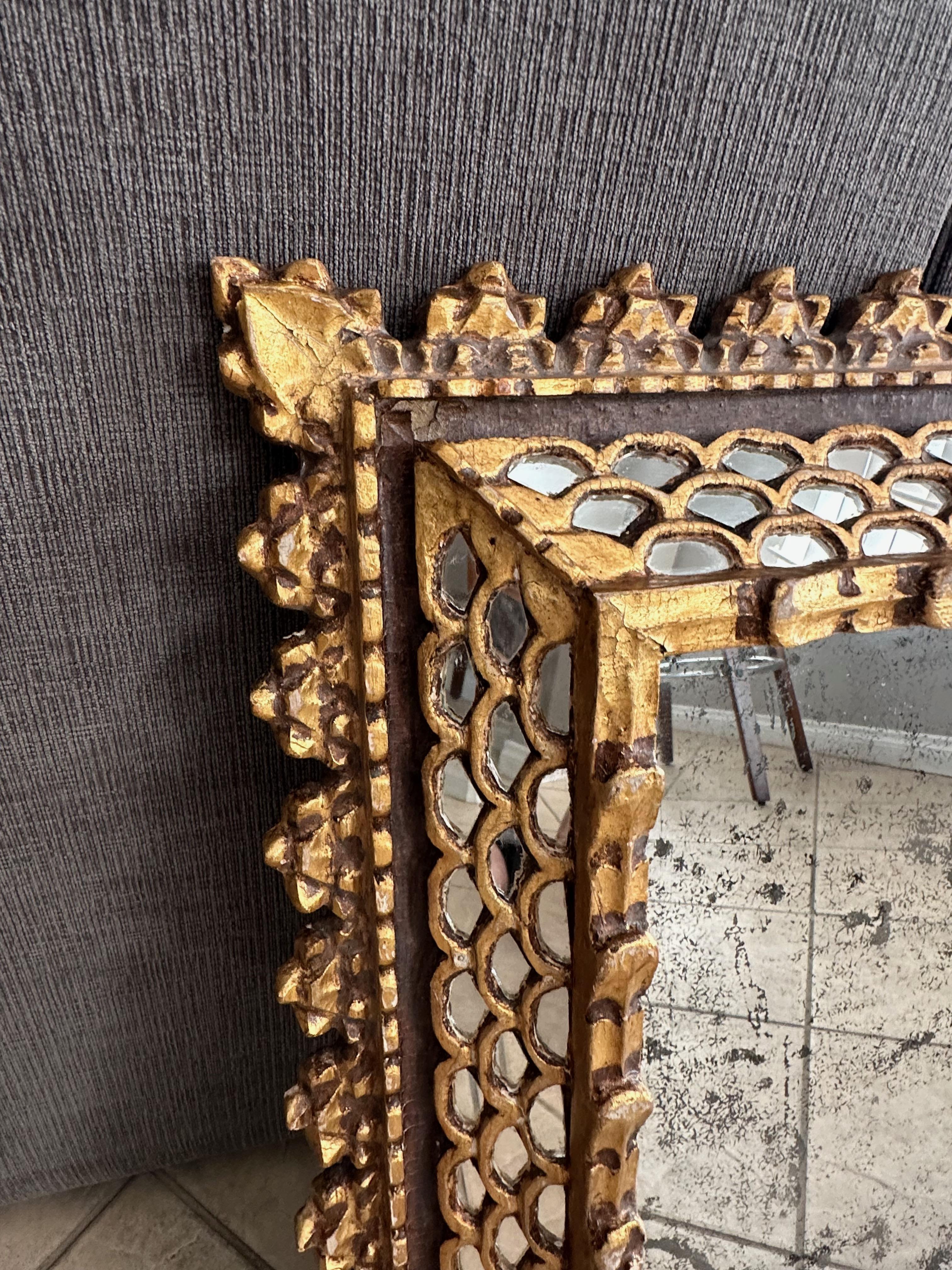 Spanish Colonial Style Gilt Wood Wall Mirror For Sale 3