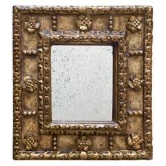 Miroir Mural en Bois Doré de Style Colonial Espagnol