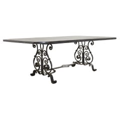 Spanish Colonial Style Iron Slate Top Garden Cocktail Table 