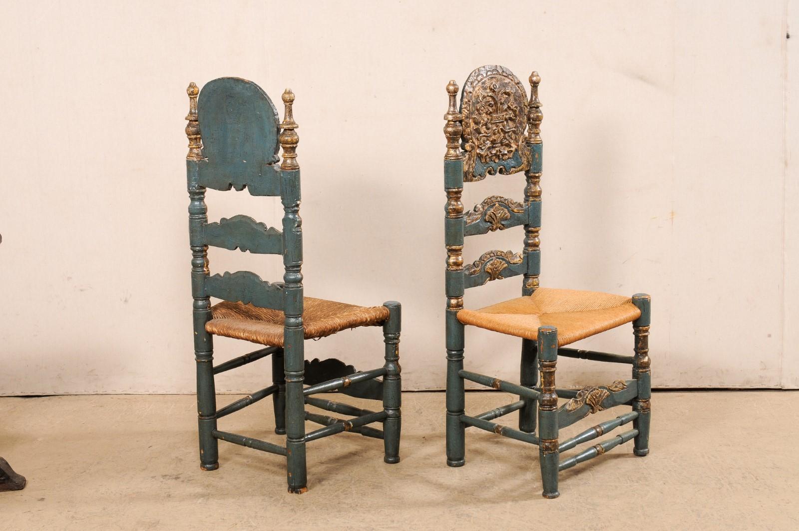 Wood Spanish Colonial Style Ladder-Back Chairs For Sale
