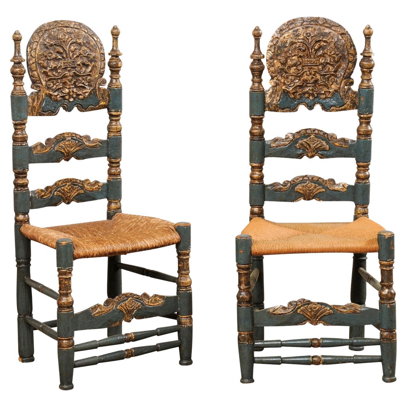 Spanish Colonial Style Ladder-Back Chairs For Sale